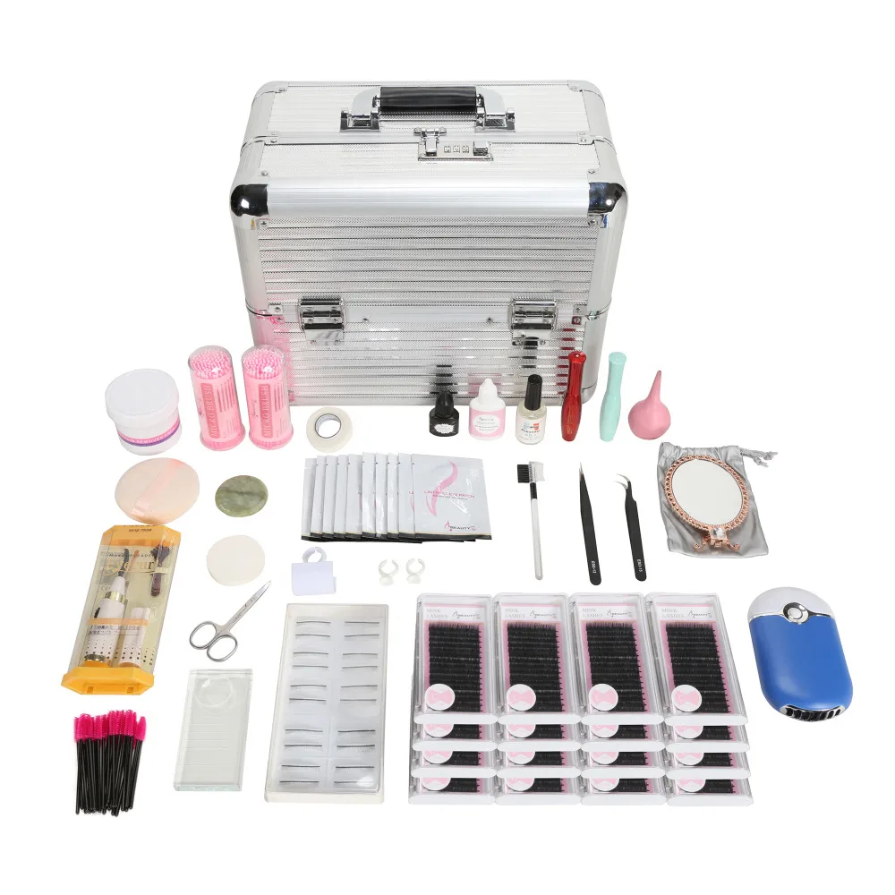

Fashion Eyelash Extension Kit Makeup Set Individual False Eyelash Glue Tweezer Tools Cosmetic Kit Bag/Case Practice Graft Lashes