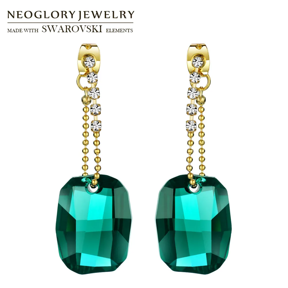 Neoglory MADE WITH SWAROVSKI ELEMENTS Crystal & Rhinestone Drop Earrings Classic Vintage Green Stylish Luxuriant Elegant Party