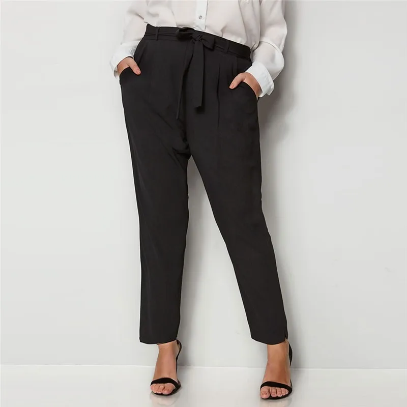 

Plus Size Fashion Loose Solid Color High Waist 3XL-7XL Large Size Overweight Woman Casual Pants Lady Straight Trousers