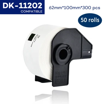 

CIDY 50 rolls Compatible DK-11202 DK 11202 Label 62*100mm Compatible for Brother Label Printer White Paper DK11202 DK-1202 DK202