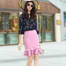 S-XXL, новая мода, женские мини юбки, плиссированные, с оборками, тонкие, труба, женская, милая, розовая юбка, коллаж, одежда для девочек, высокое качество
