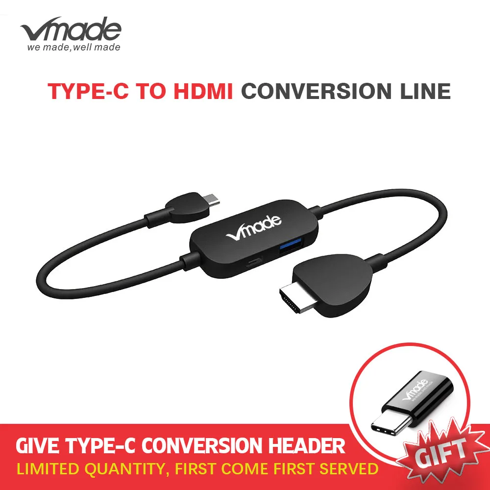 

vmade Adapter Cable USB C to HDMI 4K adapter Type C HDMI port Thunderbolt 3 for huawei p20 Pro macBook pro 2018 HDMI USB 3.0 HUB