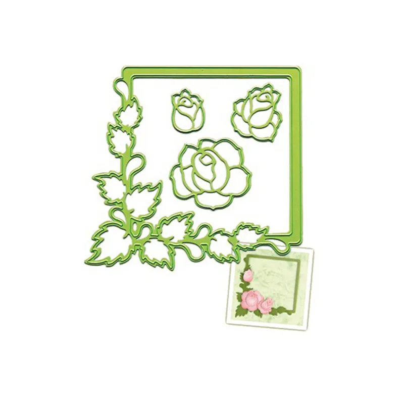 

GJCrafts Frame Roses Dies Flower Metal Cutting Dies Scrapbooking for Card Making DIY Embossing Cuts New Craft Cute Photo Album