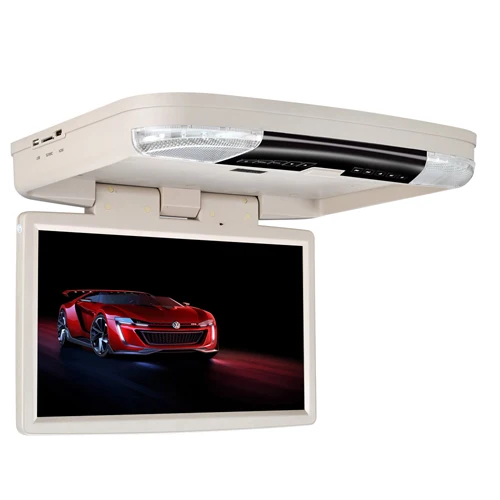 Dvd-плеер 15,6 дюймов FHD 1080P видео экран на крыше автомобиля с HDMI портом USB SD встроенный ИК/FM передатчик откидной монитор в автомобиле - Цвет: Beige no headphone