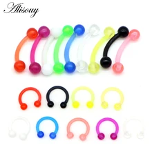 Alisouy 1 шт. гибкая акриловая носовая перегородка кольцо для губ сосок, бровь кольца для мочки уха обруч изогнутый ухо нос ювелирные изделия для пирсинга тела joyas