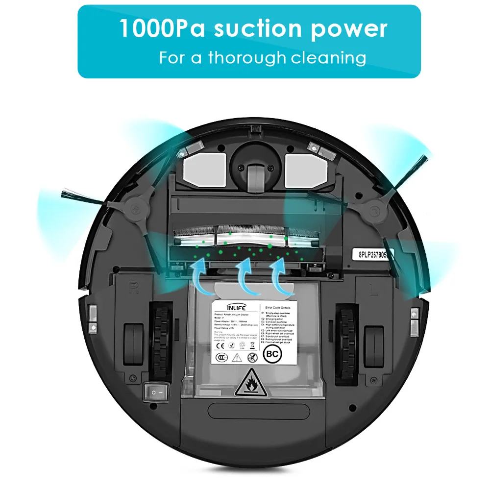 Inlife I7 Intelligent Robotic Vacuum Cleaner With Strong Suction Automatic Charging Remote Control Dust Sterilize Cleaner
