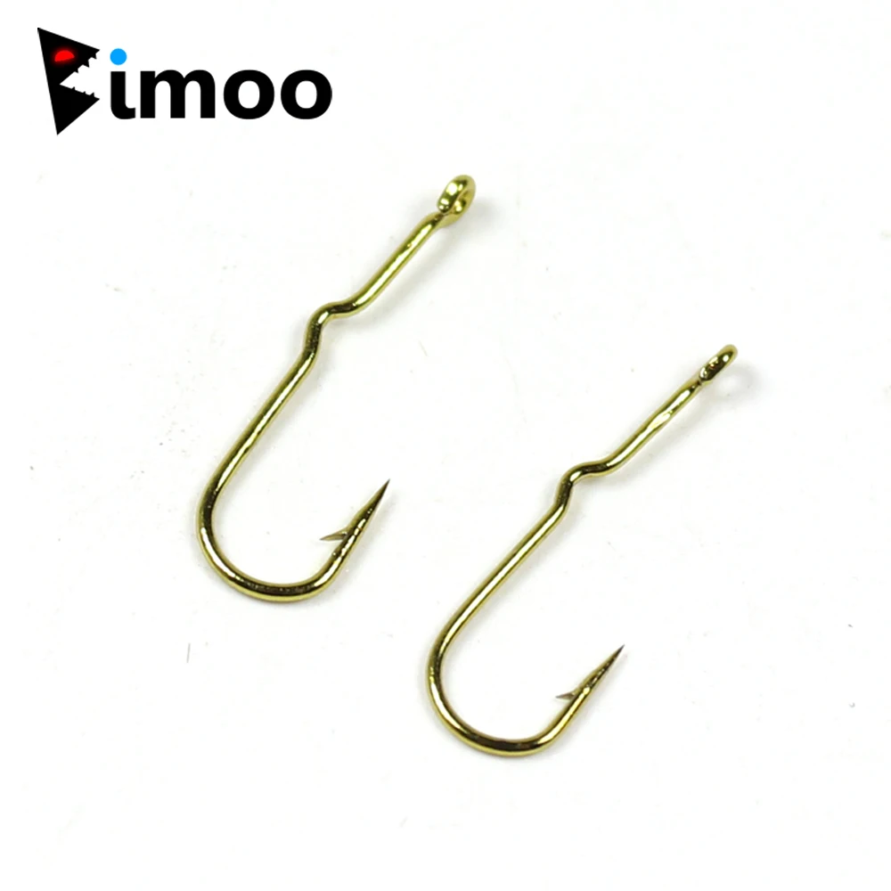 Bimoo 20pcs Popper Fly Tying Kink Shank Sproat Hook 플라이 타이 피쉬 후크 Long Shank Hooks 2 6 8 12