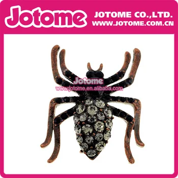 

100pcs/ Small Size Copper Plated Clear Crystal Rhinestone Terrible Spider Pin Brooch Fashion Jewelry Halloween Wedding Brooches