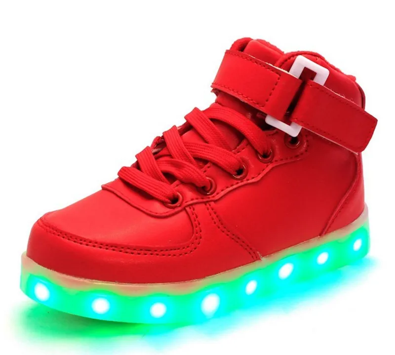 Детские светящиеся кроссовки с usb-зарядкой для мальчиков и девочек; светящаяся обувь из искусственной кожи с крылышками для детей; Размеры 25-37 - Цвет: 11