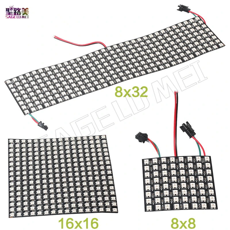 DC5V 8*8/16*16/8*32 см Pixel WS2812B светодио дный полный Цвет Панель цифровой гибкие индивидуально адресно-flex RGB огни Дисплей доска