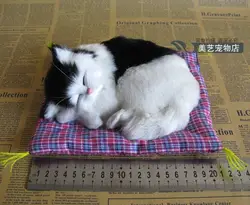 Моделирование кошка черный и белый Кот реалистичные Спящая кошка модель подарок около 19x8x14 см