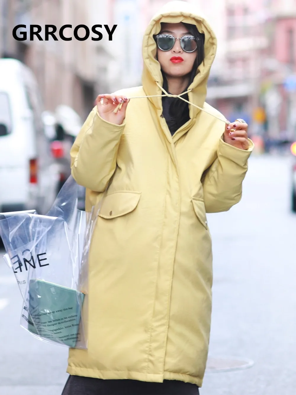

GRRCOSY Maternity Long Coat New Winter Hooded Jacket Coat Women's Coat Pregnant women clothing long coat thick warm Cotton Loose