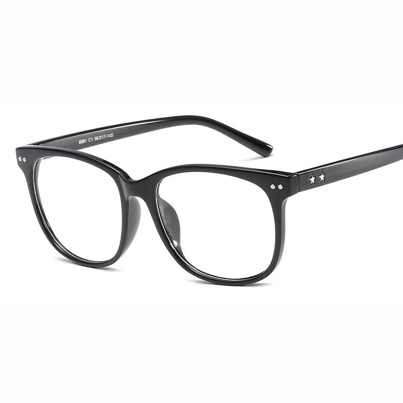 Новые очки для Для мужчин Для женщин студентов прозрачные очки ботаника очки ретро очки рамки глаз для девочек прозрачные линзы мошенников - Цвет оправы: Bright black