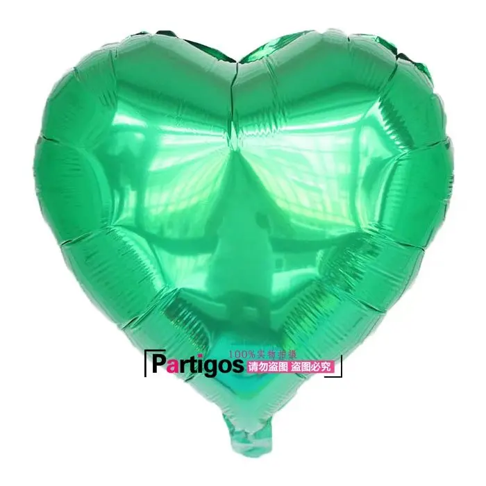 10 шт. 18 дюймов 45 см чистое сердце воздушные шары из алюминиевой фольги гелиевые глобусы Свадьба День Рождения Декор День святого Валентина - Цвет: Зеленый