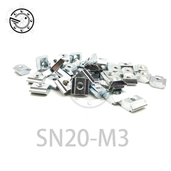 

50pcs T Sliding Nut Block Square nuts M3 for 2020 Aluminum Profile Slot Zinc Coated Plate Aluminum connector Accessories SN20-M3