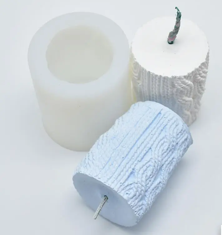 

3D yarn column shape aromatherapy plaster fondant clay candle silicone mold