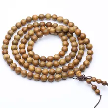 Pulseira de madeira de sândalo, bracelete com miçangas de madeira natural e verde, 108 malas, bracelete budista tibetano