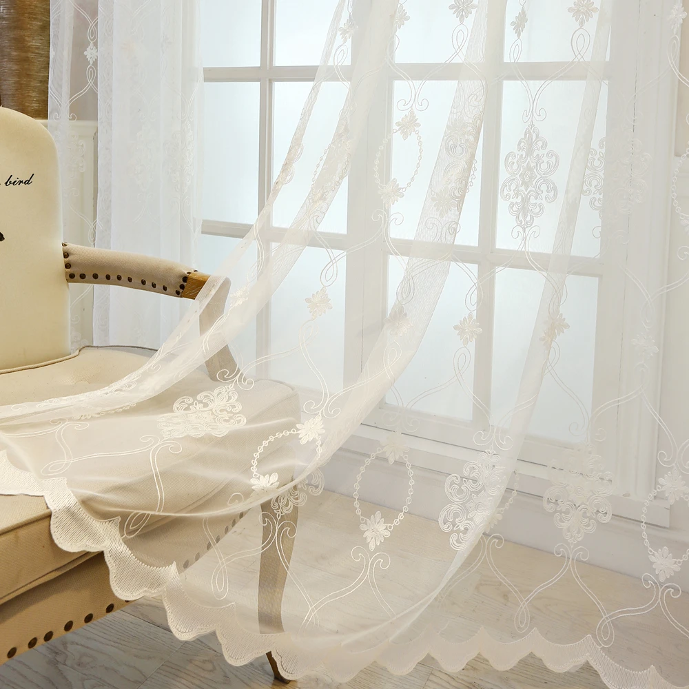 Modern Tulle Curtains for Living Room Kitchen Geometric Sheer Curtains for Bedroom Voile Curtains for Window Tulle Door A970 (1)
