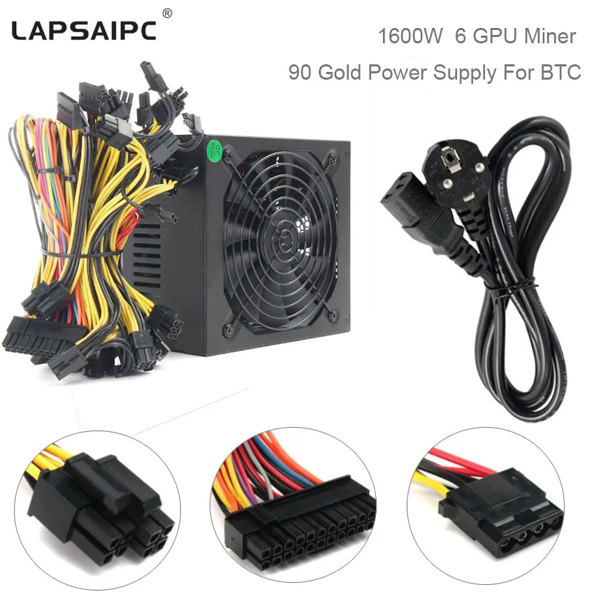 La [saipc 1600W источник питания 90 Gold Miner для ATX горной машины Поддержка 6 шт. видеокарты GPU Miner Antminer