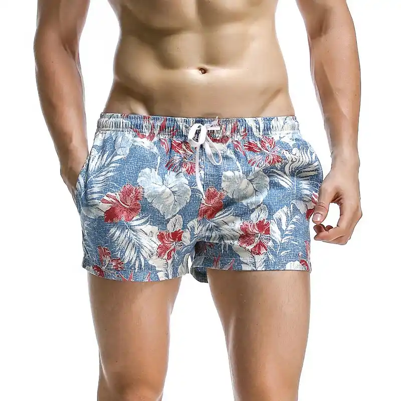 Playa Hombre Cortos Rojas Con Azul Llegada De Pantalones Claro Nueva Flores Estampado Surf Para XTkuOPZi
