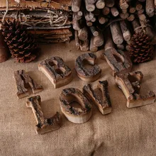 Junto con el alfabeto de letras inglesas retro de madera maciza de corteza, número para cafetería, bar, decoración del hogar, letras vintage DIY