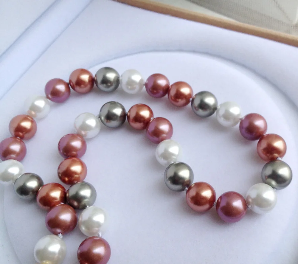 

FREE SHIPPING>>>@@ > 12mm Multicolor South Sea Shell Pearl Necklace 33" ^^^@^Noble style Natural Fine jewe &