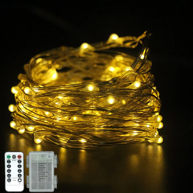 AA Battery Powered LED String Light Remote Control Fairy Garland Lamp Outdoor Waterproof Garden Wedding Christmas Decoration 10m string light led garland 5m 10m 20m 30m usb battery powered outdoor warm white rgb festival wedding party decoration fairy light