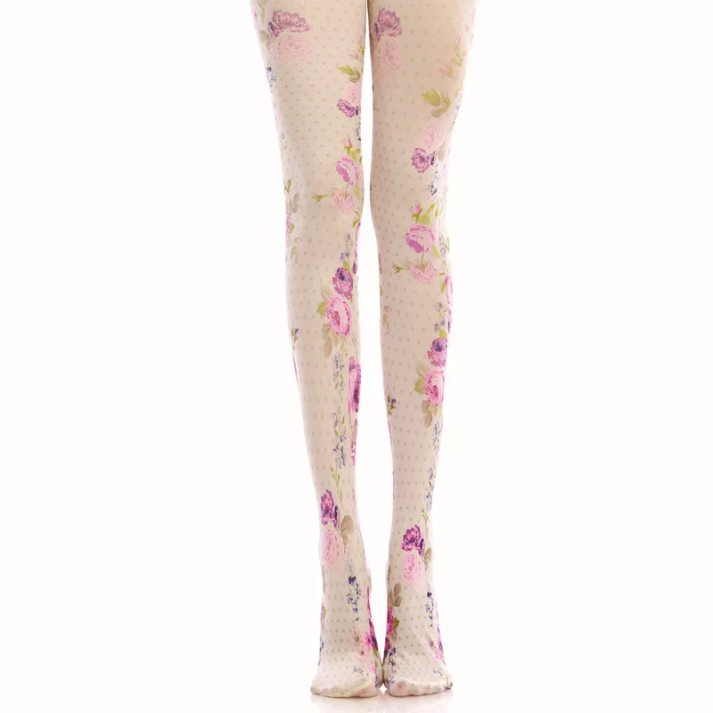 Элегантные розовые носки колготки с цветочным принтом|socks sock|socks printsocks flower |