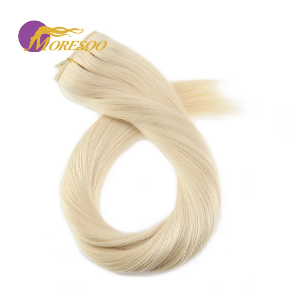 Moresoo, человеческие волосы для наращивания на заколках, натуральные бразильские волосы Remy для наращивания, двойной уток, 3/4, набор на всю голову, 50-70 г