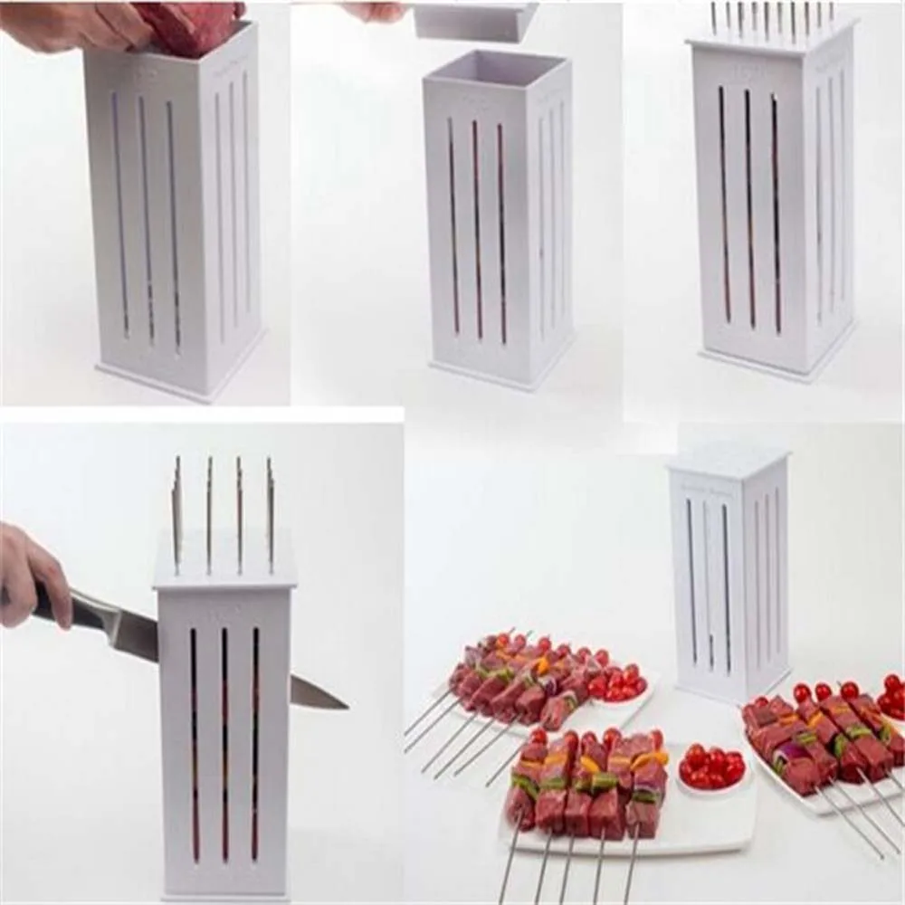 1 pc Brochette Express 32 Bamboo Skewers Food Slicer BBQ Grill Shish Kebab Maker Kit H4217