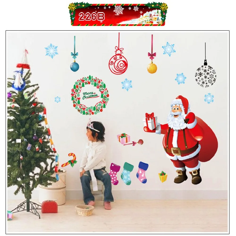 60 X 90 cm Funny Plane Wall Stickers Creative Christmas Tree Penguin Cartoon Window Wall Stickers DIY Home Christmas Party Decor01