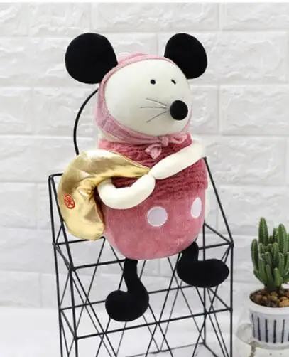 Игрушек! Милая плюшевая игрушка прекрасный мультфильм пара пятнистая Мышь Крыса с карманом сумка мягкая кукла подарок на день рождения Рождество 1 шт - Цвет: Розовый