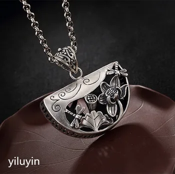 

KJJEAXCMY Boutique jewe S990, silver, hollowed out, fillet, fish, dragon, door, safety, and lock, Pure Silver Antique female p
