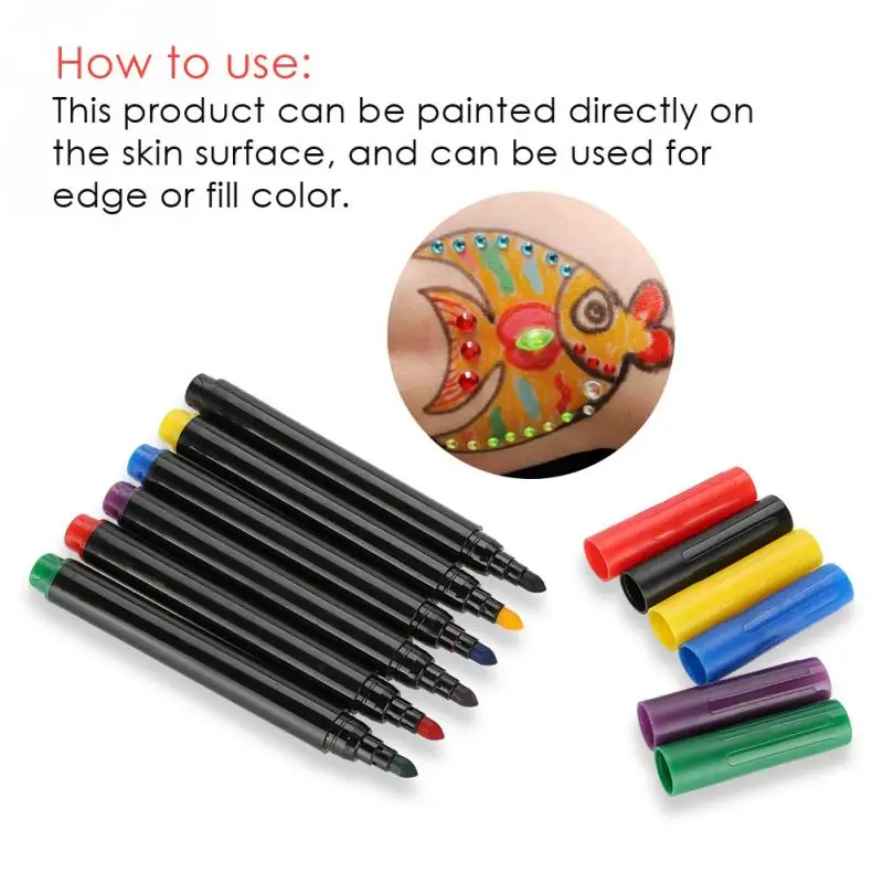 6 Colors Body Painting Marker Pen Kit Body Panit Washable Colorful