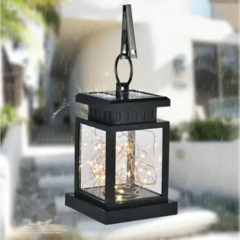 

Outdoor Garden Solar Powered Hanging LED String Lights Flickering Candle Lantern Lamp For Garden Decorative Solar Lamp