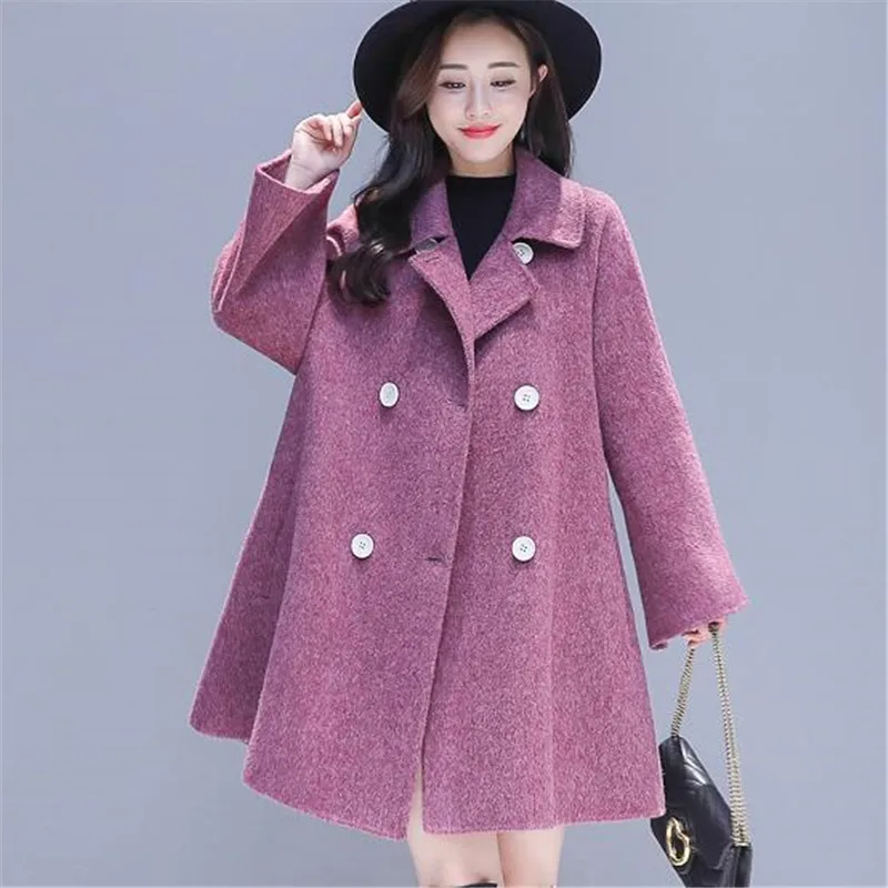 Et Manteau Coupe Automne gray Laine Femelle Veste vent D'hiver Hiver De Moyen 2018 Long Vêtements Nouvelles Femmes Mode Lâche Purple AYfgEY