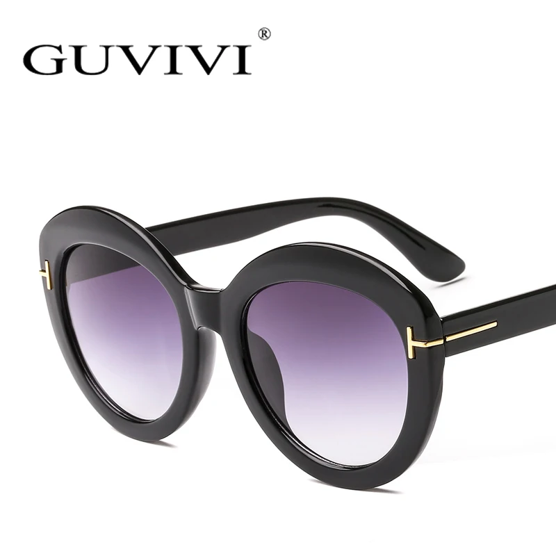 Новые модные круглые женские солнцезащитные очки, брендовые градиентные цветные оправы с T, уникальные женские и мужские очки Oculos de sol UV400 - Цвет линз: 1