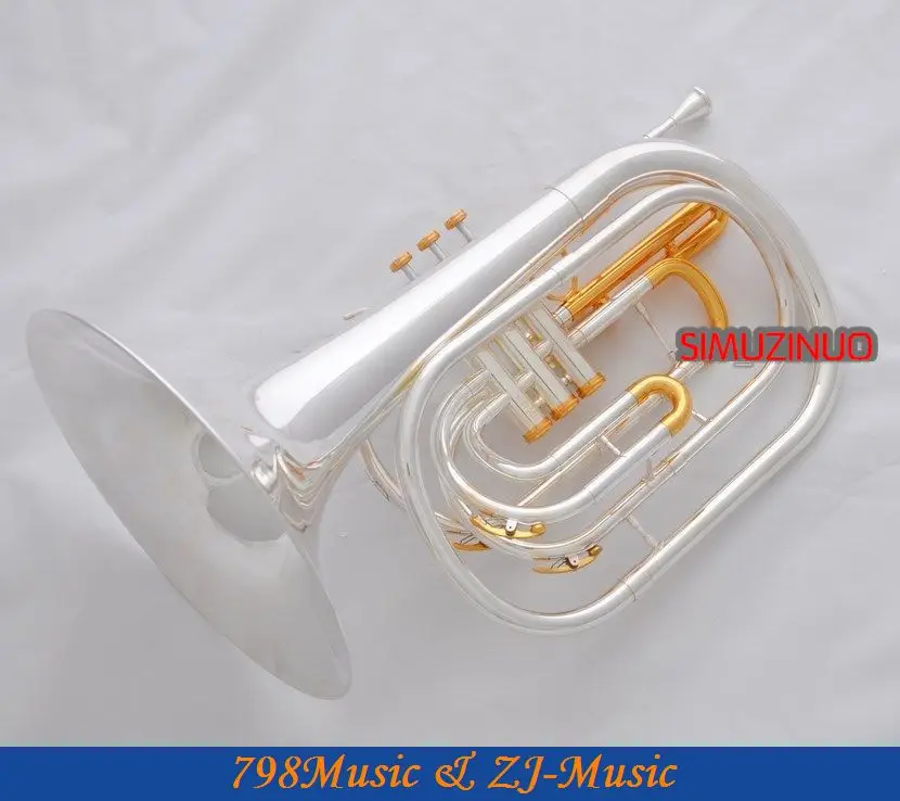 

Professional Silver Gold Plated Marching French horn Bb Monel Valves With Case