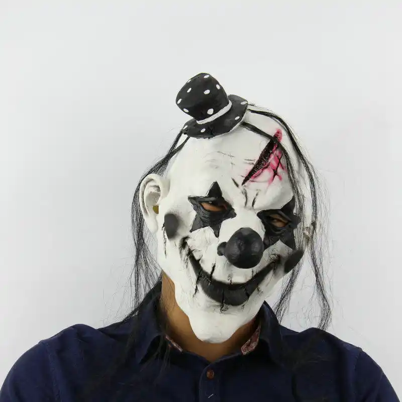 Halloween Toy Deluxe Scary Clown Mask Adult Latex White Hair Clown