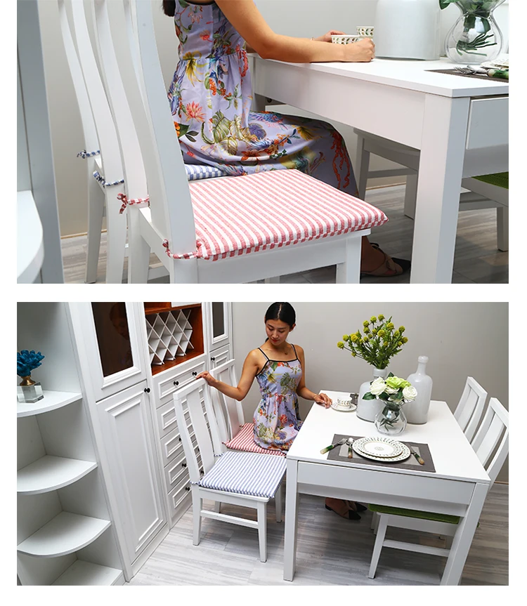 High Rebound Square Plaid Memory Foam Rope Fixation Chair Seat Cushion Children Decor Pillow Students Classroom Mat Washable