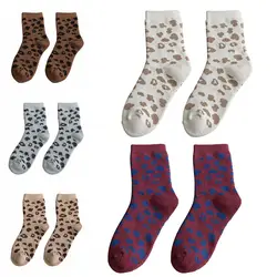 Милые Элегантные Модные леопардовые принты японский колледж Стиль Женские зимние толстые носки хлопковые носки для девочек женские