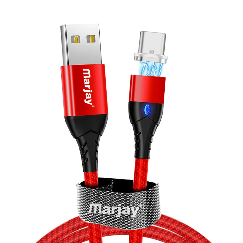 Marjay Магнитный usb type-C кабель для samsung Galaxy S10e Plus Xiaomi Быстрая зарядка USB-C зарядное устройство для мобильного телефона USBC type-C кабель - Цвет: Red Type C Cable