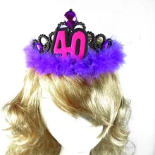 4 шт. праздника вечерние 40 тиара на день рождения фиолетовый взрослая церемония аксессуары для волос 21 30 50 женские сувениры Забавный подарок на день рождения