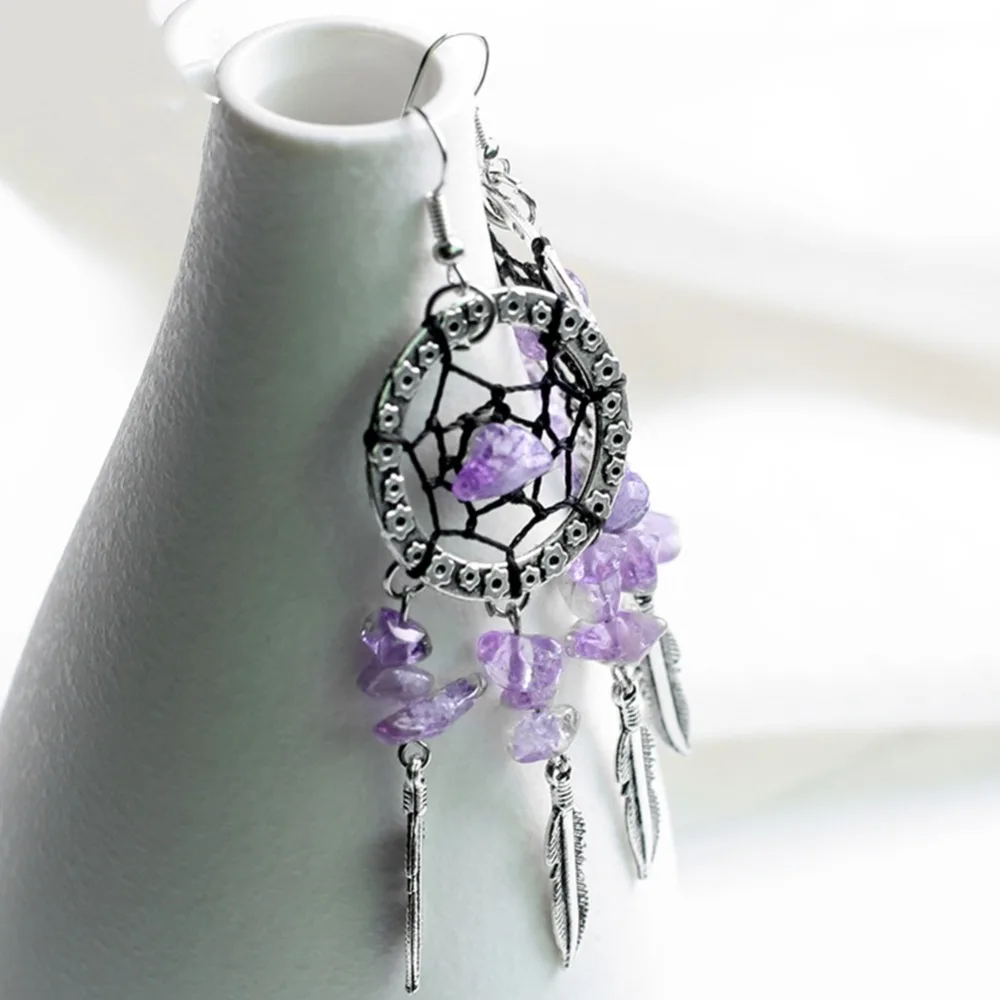 Энтическое длинное старинное серьги с кисточками для женщин модные брендовые ювелирные изделия перо фиолетовый кристалл простые висячие серьги