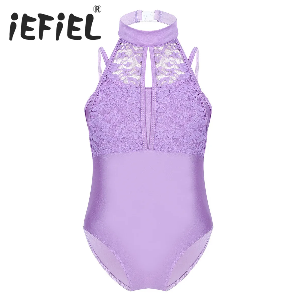 

Kids Girls Dance Wear Jumpsuit Girls Kids Lycra Lace Bodysuit Dance Leotard Open Back Ballet Stretch Bodysuit Perform Dancewear