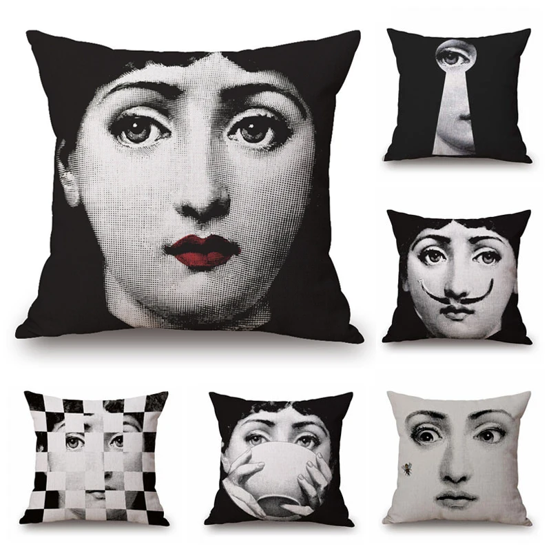 Vintage Black Art Beauty Face Skull Custom Made Pillow Cover Black and