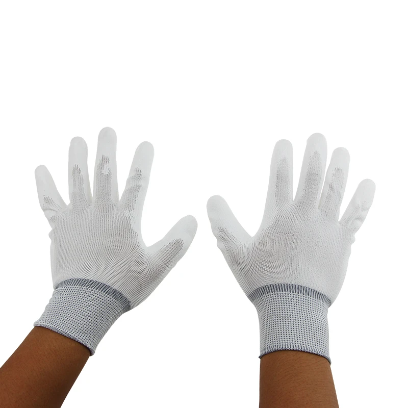 UANME 1 пара ESD безопасные перчатки белые антистатические противоскользящие ПУ палец верхнее покрытие для электронных ремонтных работ