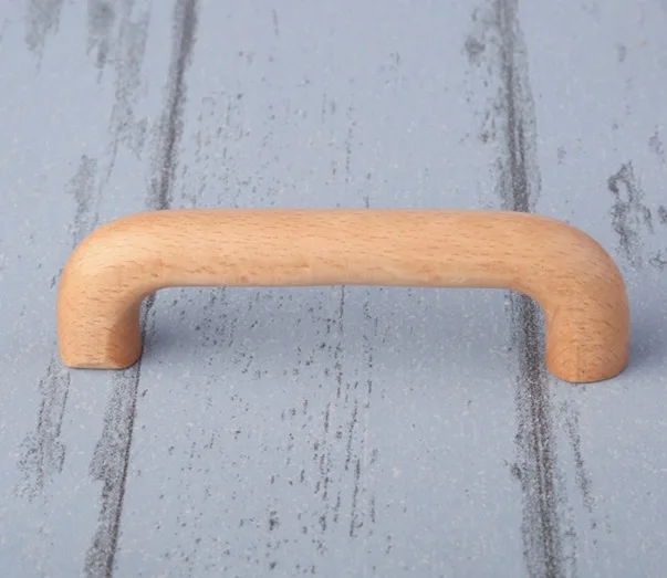 

6pcs/lot Log color Varnish Simple Nordic Hands Solid wood cabinet drawer handles Furniture accessories
