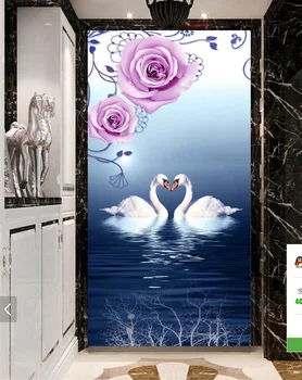 

3d room wallpaper custom mural non-woven Wall sticker 3 d Beautiful rose white swan porch painting photo wallpaper for walls 3d