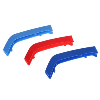 

Car styling For BMW 3 Series 8 Pieces Upright 3D M Car Front Grille Trim Strips Cover Motorsport Stickers